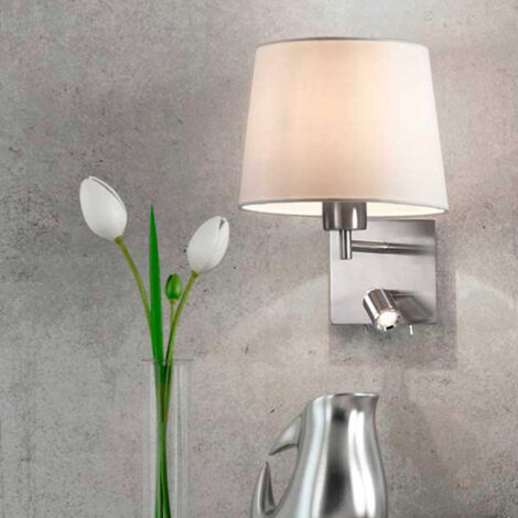 Applique Tête De Lit Room Liseuse chrome Abat-jour Blanc (1/4)