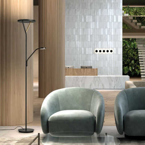 Lampadaire led avec liseuse noir mat Plano (1/4)