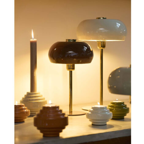 Grande lampe à poser crème et doré Surin