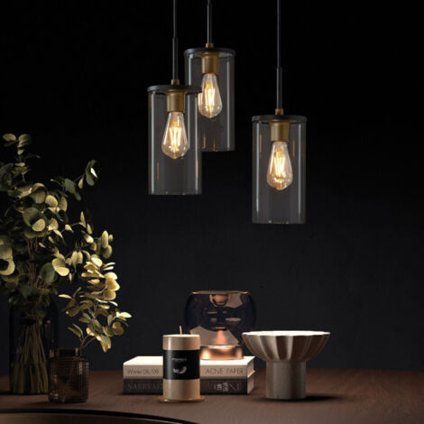 Suspension 3 lampes en verre D35 cm TRIO (1/3)