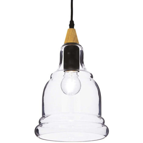 Suspension Verre Et Bois Axiome Lustre Rétro (1/2)