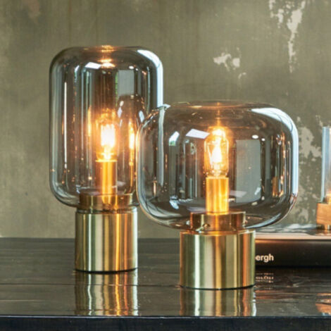 Lampe à poser en verre fumé doré – Hauteur 33,5 cm – Abat-jour élégant – Nécessite ampoule E27 40W max. – Millumine
