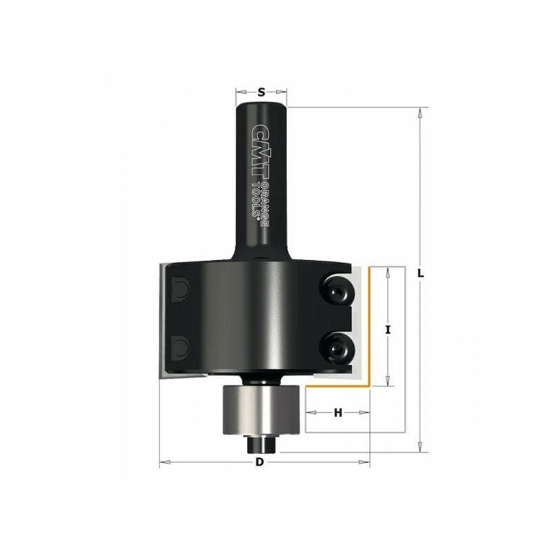 Fraise à Défoncer CMT Hélicoïdale NEGATIVE - Diamètre 6 mm - Hauteur 27 mm  - Queue de 8 mm