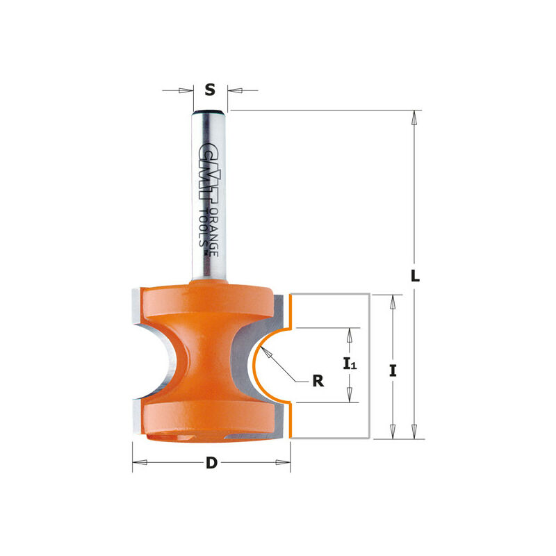 Fraise à Affleurer CMT - Diamètre 12,7 mm - Hauteur 40 mm - Queue de 8 mm  avec roulement