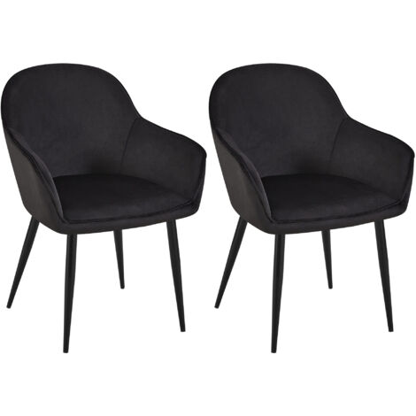 2er Set Esszimmerstuhl Boise Samt schwarz (1/5)