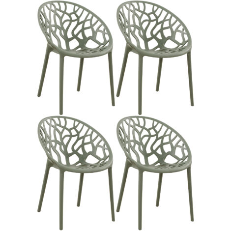 4er Set Stapelbare Gartenstühle Hope oliv