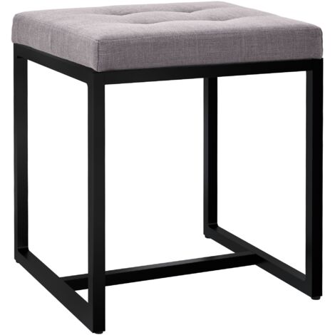 Sitzhocker Barci mit schwarzem Gestell grau Stoff (1/5)