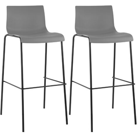 2er Set Barhocker Hoover Kunststoff 4-Fuß Gestell grau schwarz (1/5)