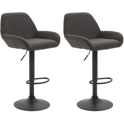2er Set Barhocker Braga Stoff dunkelgrau schwarz