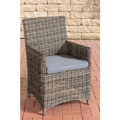 Polyrattan Gartenstuhl Fontana 5mm grau-meliert eisengrau