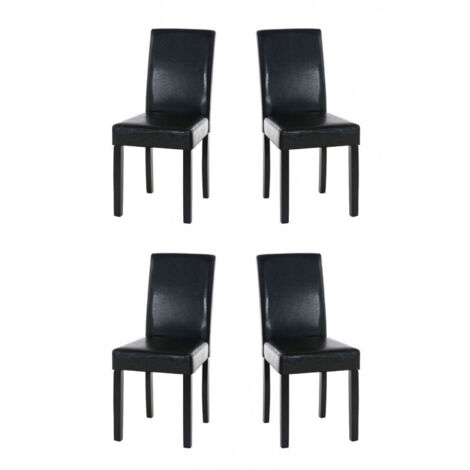 4er Set Esszimmerstuhl Ina Kunstleder braun schwarz (1/5)