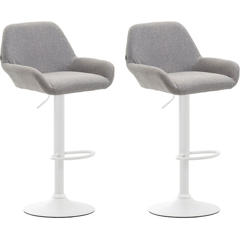 2er Set Barhocker Braga Stoff grau weiß