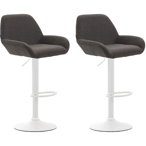 2er Set Barhocker Braga Stoff dunkelgrau weiß