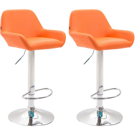 2er Set Barhocker Braga Kunstleder orange chrom (1/2)
