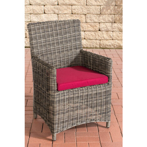 Polyrattan Gartenstuhl Fontana 5mm grau-meliert rubinrot