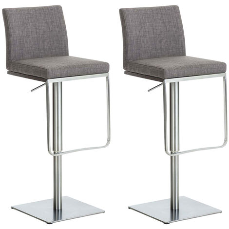 2er Set Barhocker Panama Stoffbezug grau edelstahl (1/5)