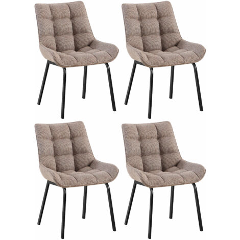4er Set Esszimmerstuhl Saranda Stoff terrabraun schwarz (1/5)