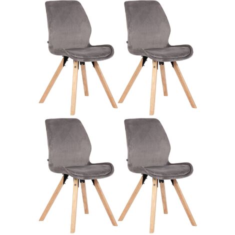 4er Set Stuhl Luna grau Samt