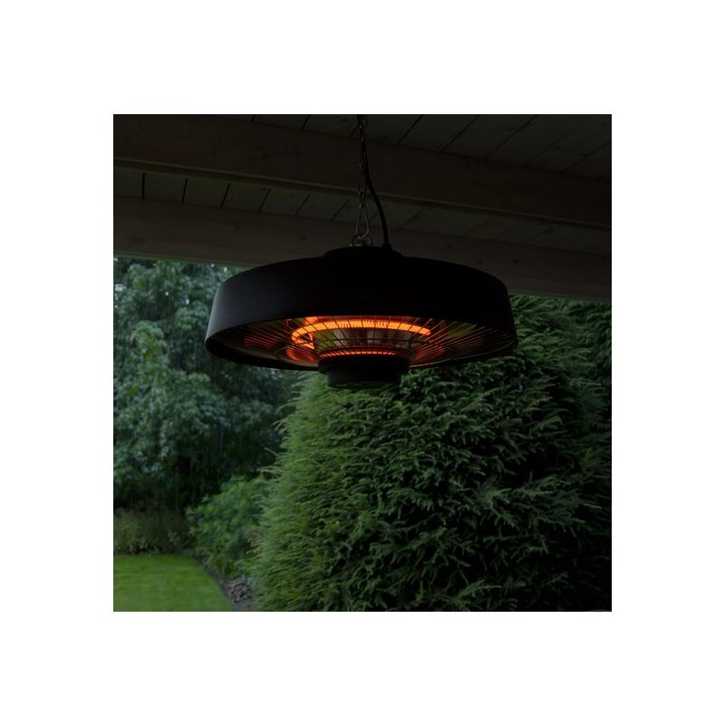 Chauffage De Terrasse Suspendu Halogène 1500W - Aluminium Gris - IP44 - Pour Extérieur (Jardin, Terrasse, Pergola)