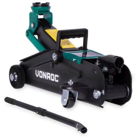 [JAMAIS UTILISÉ] VONROC Cric Hydraulique VONROC 2000 kg Max. - Plage de 13,5 à 33 cm - Idéal pour Soulever Voiture, Changement Pneu, Roues Pivotantes, Soupape Sécurité, Longue Poignée de Levage Voitur