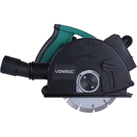 VONROC Rainureuse Béton et Pierre à Laser 1700W - 2 Disques Diamants 150mm - Raccord Aspirateur, Sac de Rangement