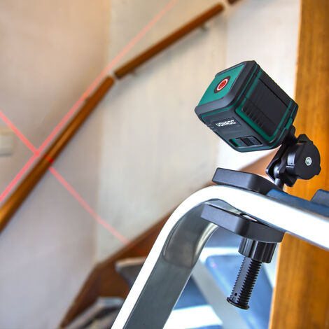Niveau Laser. Portée de 10 mètres - Ligne rouge - Autonivelant - Support de montage, sac de rangement et piles inclus