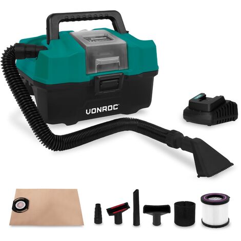 VONROC Aspirateur à Cendres 20V - Portable, Sans Fil, Avec Filtre HEPA Lavable - Idéal Pour Cheminée, Poêle Et Barbecue
