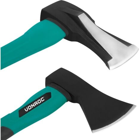 VONROC Set de hache à fendre et de hache à main - tête en acier trempé - manche renforcé en fibre de verre - 79cm - 3900gr/35cm - 950gr