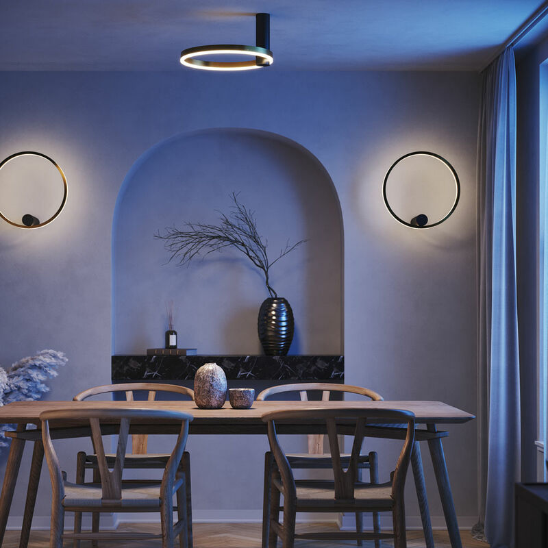 LED Wand- & Deckenleuchte Ring Air rund indirekt Schwarz/Aluminium