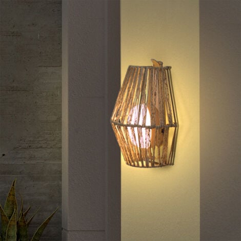 Akku-Außenwandlampe LED Seegras Sisine Boho-Style