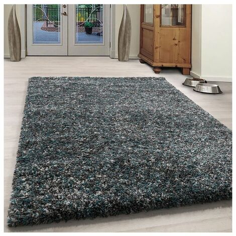Tapis shaggy rectangle bicolore moderne Benno Bleu 120x170 (1/5)
