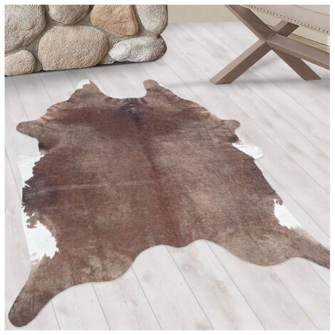 Tapis lavable en machine imitation peau de bête Naoto Marron 150x200 (1/5)