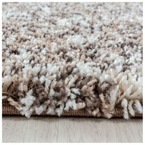 Tapis rond shaggy bicolore moderne Eve Beige Ø 120 (1/5)