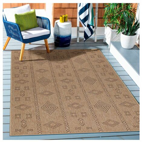 Tapis géométrique plat aspect naturel Tosca Noir 80x250 (1/5)