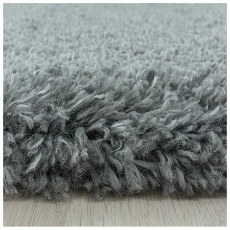 Tapis shaggy moelleux uni rond Matheo Gris clair Ø 200 (1/5)