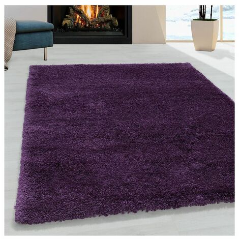 Tapis shaggy moelleux uni rectangle Cloudy Violet 80x150 (1/5)