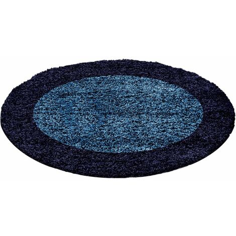 Tapis shaggy contemporain rectangle Ximoz Bleu marine Ø 160 (1/5)