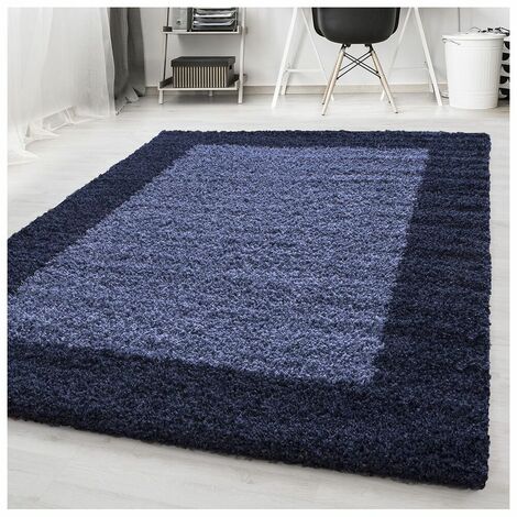 Tapis shaggy contemporain rectangle Ximoz Bleu marine 200x290 (1/5)