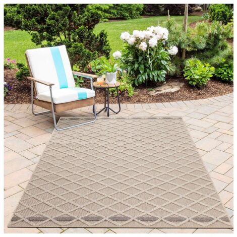 Tapis design intérieur et extérieur graphique Carlo Beige 240x340 (1/5)