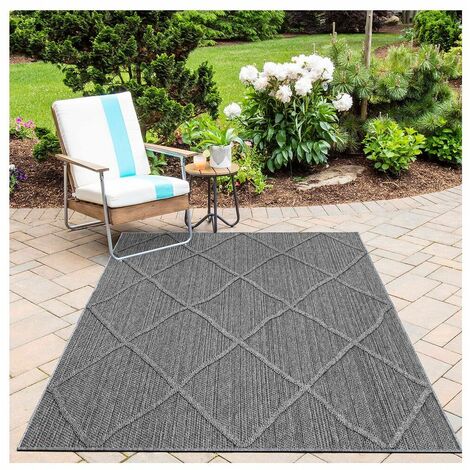 Tapis berbère intérieur et extérieur ethnique Metro Gris 240x340 (1/5)