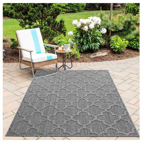 Tapis géométrique intérieur et extérieur moderne Marietas Gris 240x340 (1/5)
