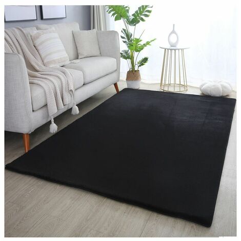 Tapis uni doux à courtes mèches Hector Noir 200x290 (1/5)