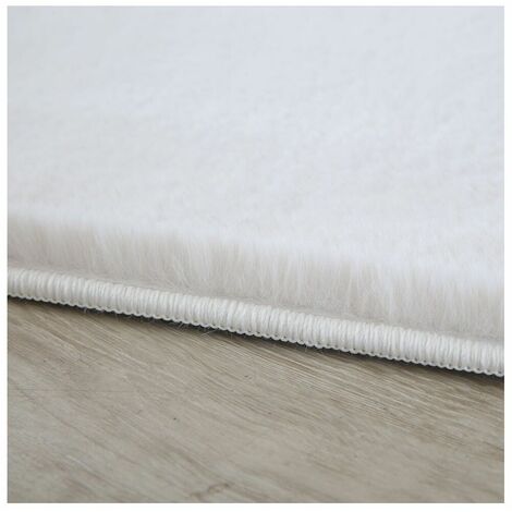 Tapis uni doux à courtes mèches rond Beads Crème Ø 120 (1/5)