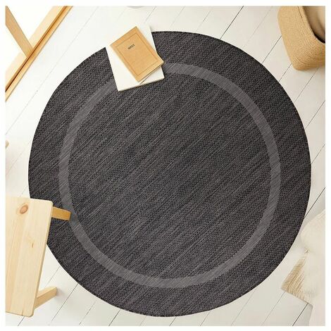 Tapis plat intérieur et extérieur contemporain rond Kiano Noir Ø 160 (1/5)