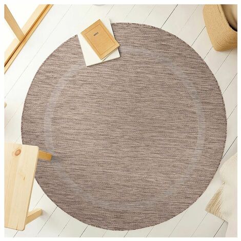 Tapis plat intérieur et extérieur contemporain rond Kiano Marron Ø 200 (1/5)