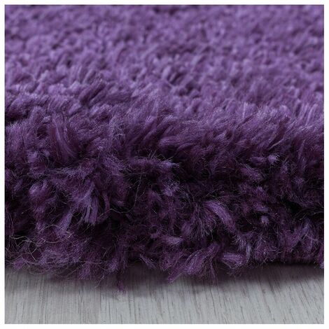 Tapis shaggy moelleux uni rond Matheo Violet Ø 80 (1/5)