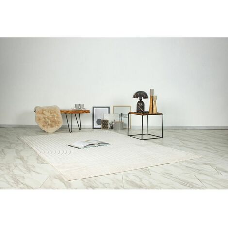 Tapis Salon Moderne Noir Blanc Géométrique 120 X 170 Cm Luxury