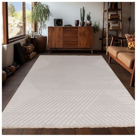 Tapis moderne effet 3D graphique Krupa Beige 200x290