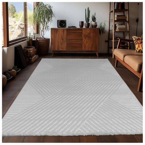 Tapis moderne effet 3D graphique Krupa Argenté 200x290