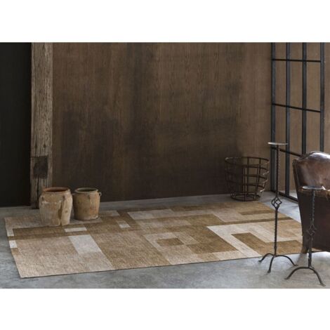 Tapis marron graphique moderne plat Cubik Marron 160x230